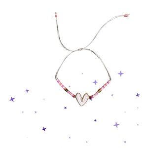 Heart Charm Pink Bracelet